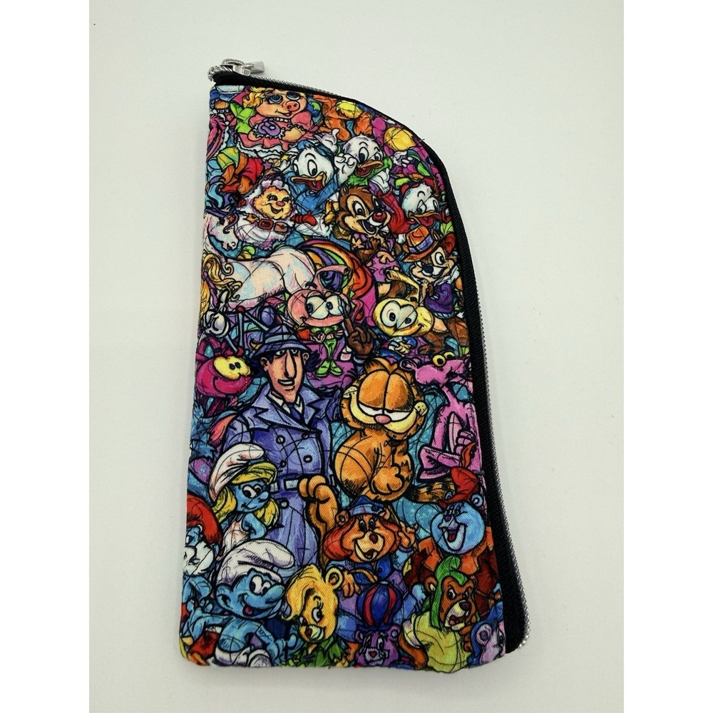 Retro Cartoon Eyeglass Case Garfield Smurfs Inspector Gadget Snorks Zipper Pouch